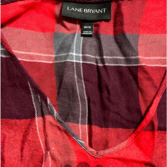🦋LANE BRYANT Red Babydoll Flannel Top🦋 - Picture 2 of 12